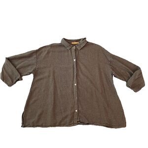 Cut Loose Women’s Button Up Top XL  gingham Checkered Lagenlook